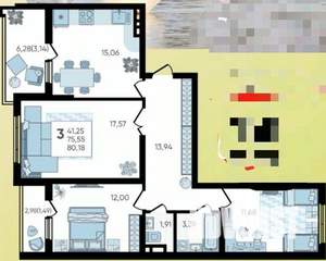 3-к квартира, вторичка, 80м2, 10/19 этаж