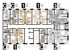 2-к квартира, вторичка, 54м2, 9/16 этаж