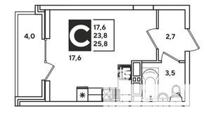 Студия квартира, вторичка, 25м2, 7/24 этаж