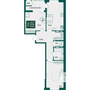 2-к квартира, вторичка, 66м2, 10/18 этаж