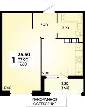 1-к квартира, вторичка, 36м2, 12/18 этаж