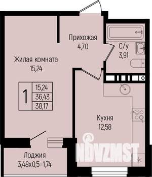 1-к квартира, вторичка, 38м2, 5/15 этаж