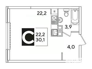 Студия квартира, вторичка, 30м2, 3/16 этаж