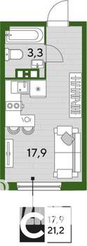 Студия квартира, сданный дом, 21м2, 9/16 этаж
