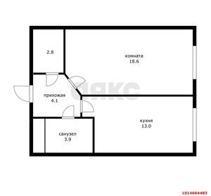 1-к квартира, вторичка, 42м2, 1/9 этаж