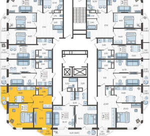 2-к квартира, строящийся дом, 63м2, 15/16 этаж