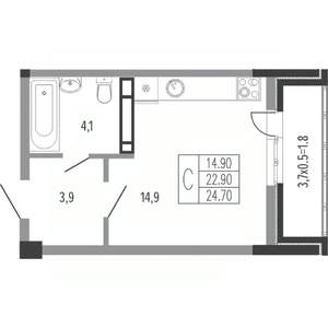 Студия квартира, вторичка, 26м2, 3/15 этаж