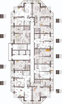 2-к квартира, строящийся дом, 67м2, 22/24 этаж