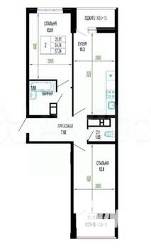 2-к квартира, вторичка, 55м2, 21/24 этаж