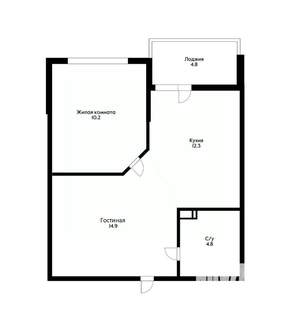 1-к квартира, вторичка, 42м2, 1/18 этаж