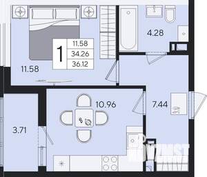 1-к квартира, вторичка, 36м2, 7/8 этаж