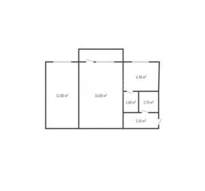 2-к квартира, вторичка, 43м2, 4/4 этаж