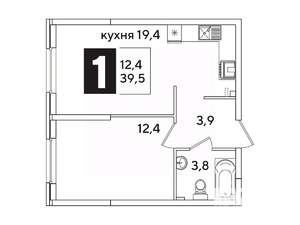 1-к квартира, вторичка, 40м2, 2/16 этаж