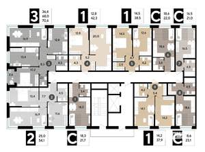 2-к квартира, строящийся дом, 54м2, 2/16 этаж