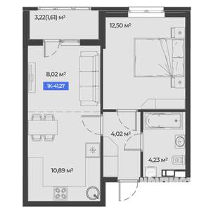 1-к квартира, вторичка, 41м2, 4/5 этаж