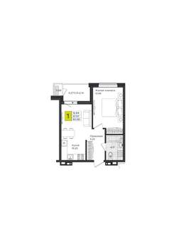 1-к квартира, вторичка, 41м2, 4/8 этаж