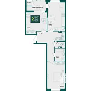2-к квартира, вторичка, 66м2, 3/18 этаж
