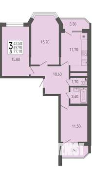 3-к квартира, вторичка, 77м2, 5/22 этаж