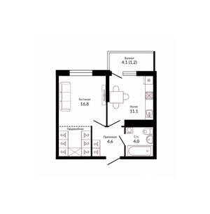 1-к квартира, вторичка, 39м2, 1/23 этаж