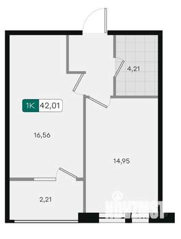 1-к квартира, вторичка, 42м2, 9/18 этаж