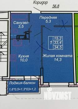 1-к квартира, вторичка, 34м2, 9/19 этаж