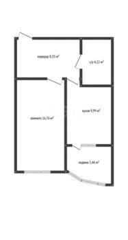 1-к квартира, вторичка, 39м2, 7/17 этаж