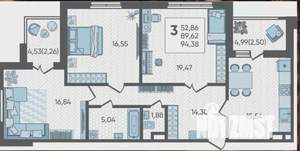 3-к квартира, вторичка, 94м2, 14/19 этаж