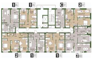 1-к квартира, строящийся дом, 48м2, 2/16 этаж