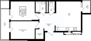 2-к квартира, вторичка, 61м2, 2/9 этаж