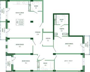 4-к квартира, вторичка, 153м2, 2/4 этаж