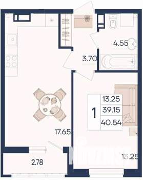 1-к квартира, вторичка, 41м2, 5/18 этаж