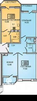 2-к квартира, вторичка, 60м2, 6/20 этаж