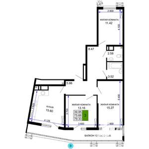 3-к квартира, вторичка, 79м2, 20/24 этаж