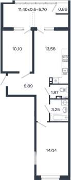 2-к квартира, вторичка, 59м2, 3/18 этаж