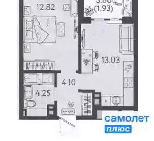 1-к квартира, вторичка, 36м2, 3/9 этаж