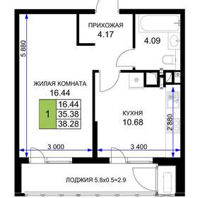 1-к квартира, вторичка, 38м2, 11/16 этаж