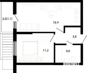 1-к квартира, вторичка, 39м2, 1/15 этаж