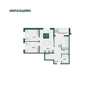 3-к квартира, вторичка, 81м2, 12/18 этаж