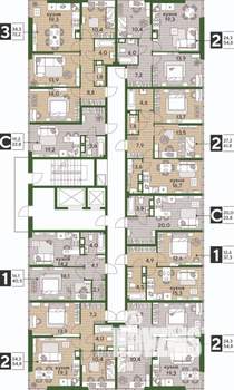 3-к квартира, строящийся дом, 69м2, 16/16 этаж