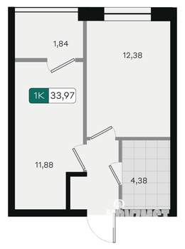 1-к квартира, вторичка, 34м2, 2/18 этаж