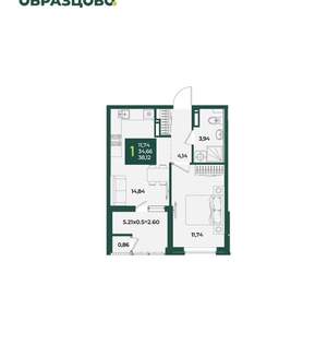 1-к квартира, вторичка, 38м2, 10/18 этаж