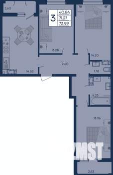 3-к квартира, вторичка, 74м2, 3/18 этаж