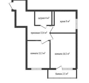 2-к квартира, вторичка, 55м2, 12/24 этаж