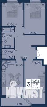 3-к квартира, вторичка, 77м2, 3/18 этаж