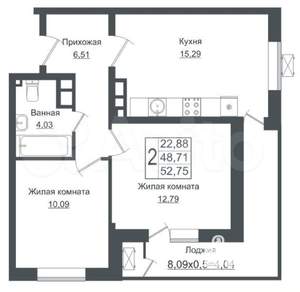 2-к квартира, вторичка, 54м2, 4/16 этаж