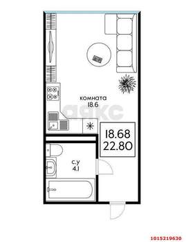 Студия квартира, вторичка, 23м2, 16/24 этаж