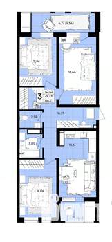 3-к квартира, вторичка, 86м2, 12/18 этаж