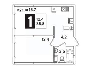 1-к квартира, вторичка, 39м2, 10/16 этаж