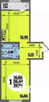 1-к квартира, вторичка, 40м2, 5/16 этаж