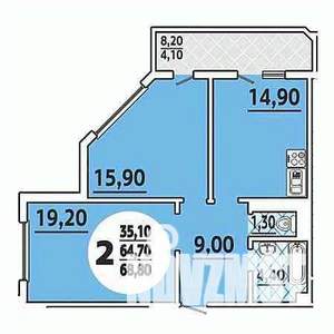 2-к квартира, вторичка, 66м2, 20/22 этаж